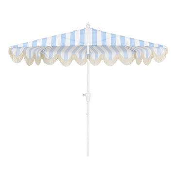 Beverly 9 ft. Designer Classic Scalloped Fringe Half Market Patio Umbrella